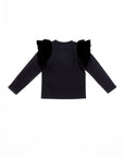 Nicole Miller Black Ruffle Sleeves Top