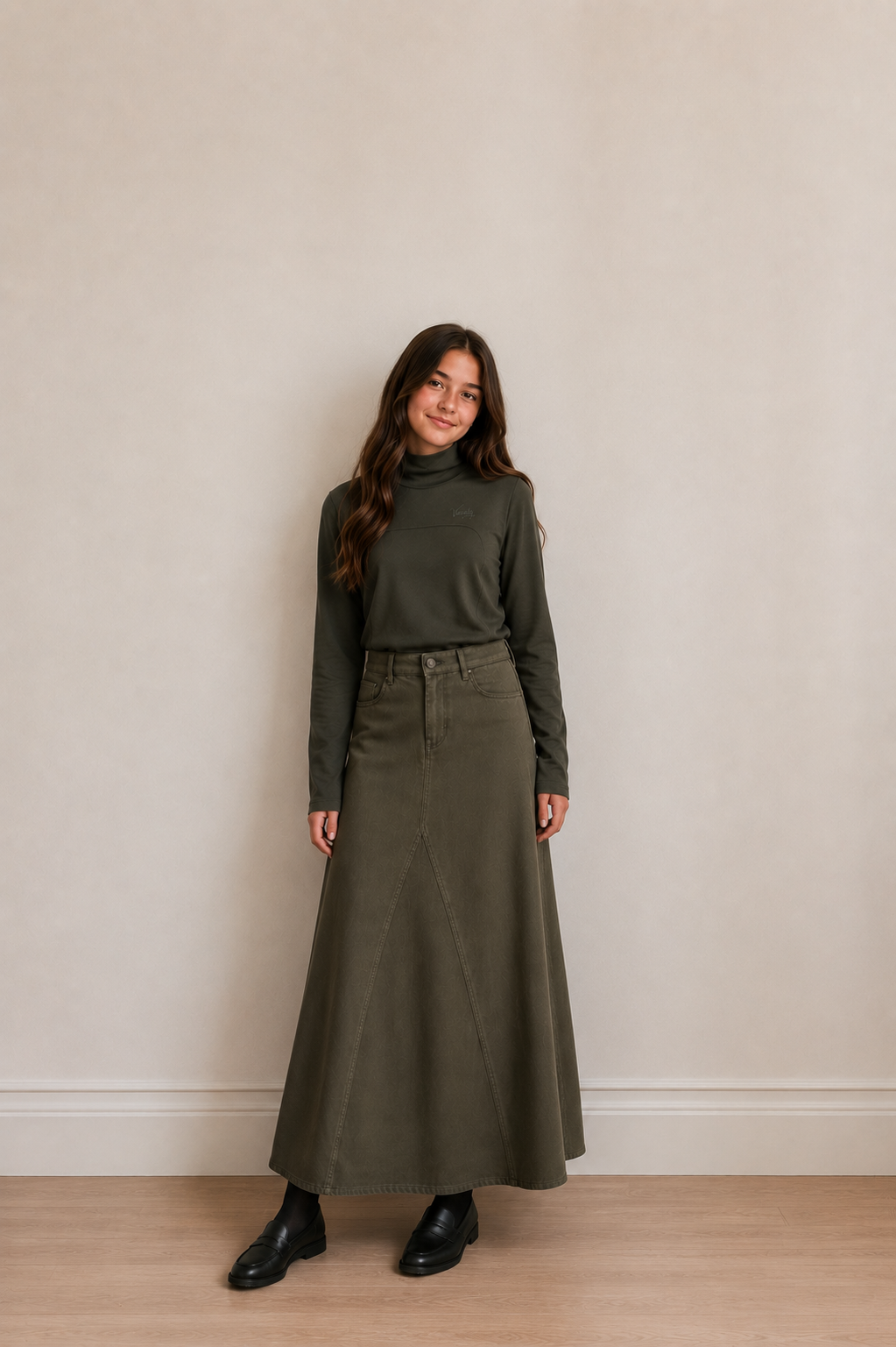 Varsity Olive Cotton Turtleneck