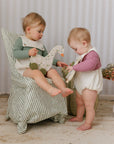 Mini P Embroidered Romper With Pink Cardigan
