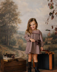 Mini P Burgundy Velvet Rick Rack Dress