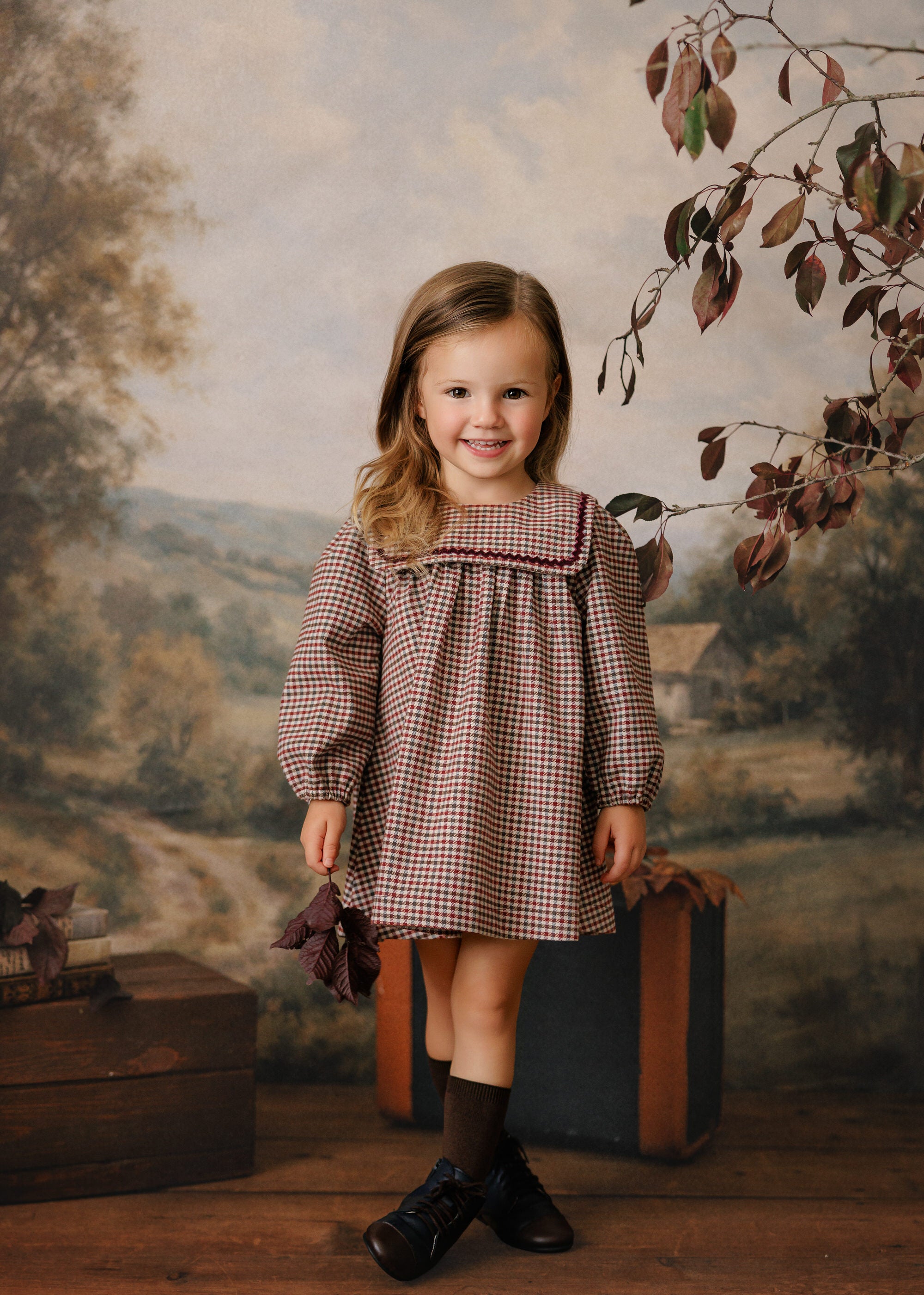 Mini P Burgundy Velvet Rick Rack Dress