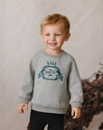 Mini P Velvet Emblem Sweatshirt Grey / Teal