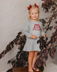 Mini P Grey Velvet Emblem Sweatshirt Dress