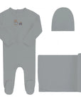 Ely's And Co Blue Embroidered Bear Footie Set