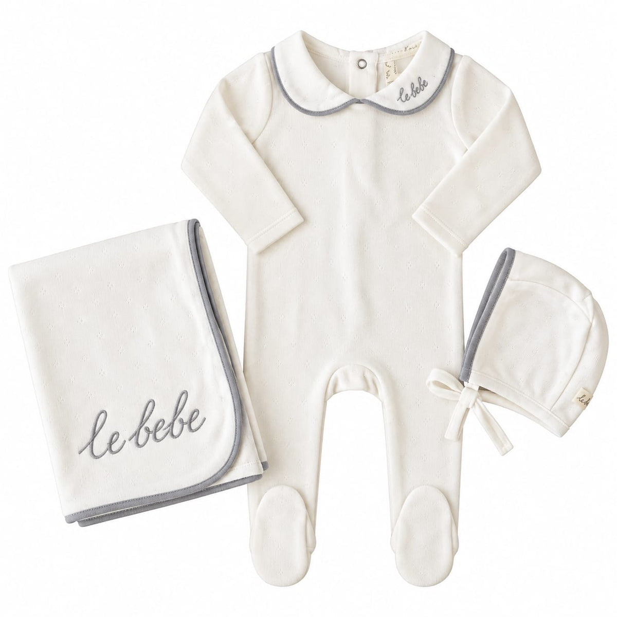 Lilette Cream Blue Linear Footie Set