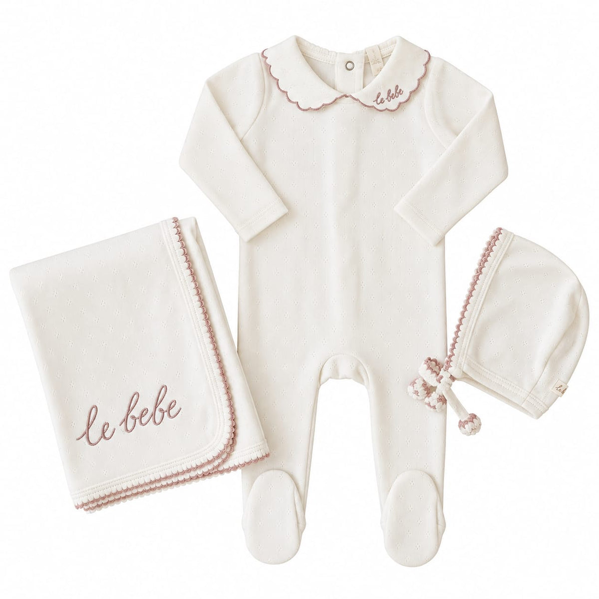Lilette Cream Pink Linear Footie Set