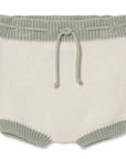 Li And  Me Cream\Apple Embroidered Knit Shorts Set