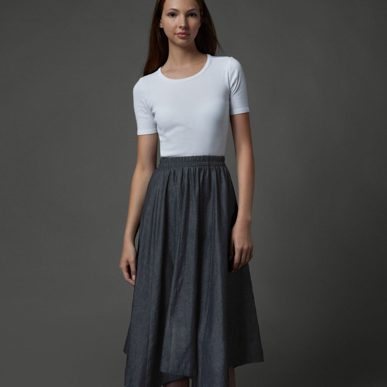 Zaikamoya Grey Denim Kerchief Skirt