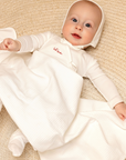 Noggi Red Embroidery Lil Love Footie Set