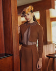 Varsity Brown Rib Knit Cardigan