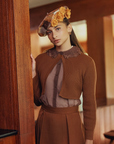 Varsity Brown Rib Knit Cardigan