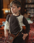 Blumint Diagonal Stitched Brown ColorBlock Sweater