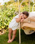Orange Dimanche Off White Linen Girl Romper