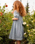 Orange Dimanche Sky Blue Textured Cotton Dress