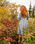 Orange Dimanche Sky Blue Textured Cotton Dress