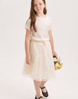 Alberta Ferretti Cream Pleated Skirt