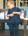 Calla Lili Blue Baby Boy Romper With Pocket