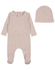Bee And Dee Flag Print\Bow Print Footie + Hat