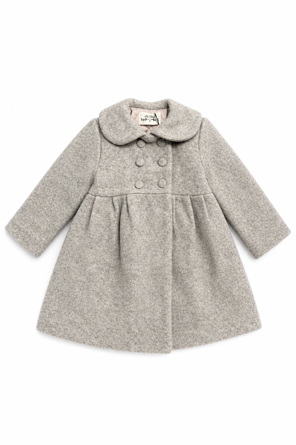 La Nina Girls Cream Wool Logo Coat
