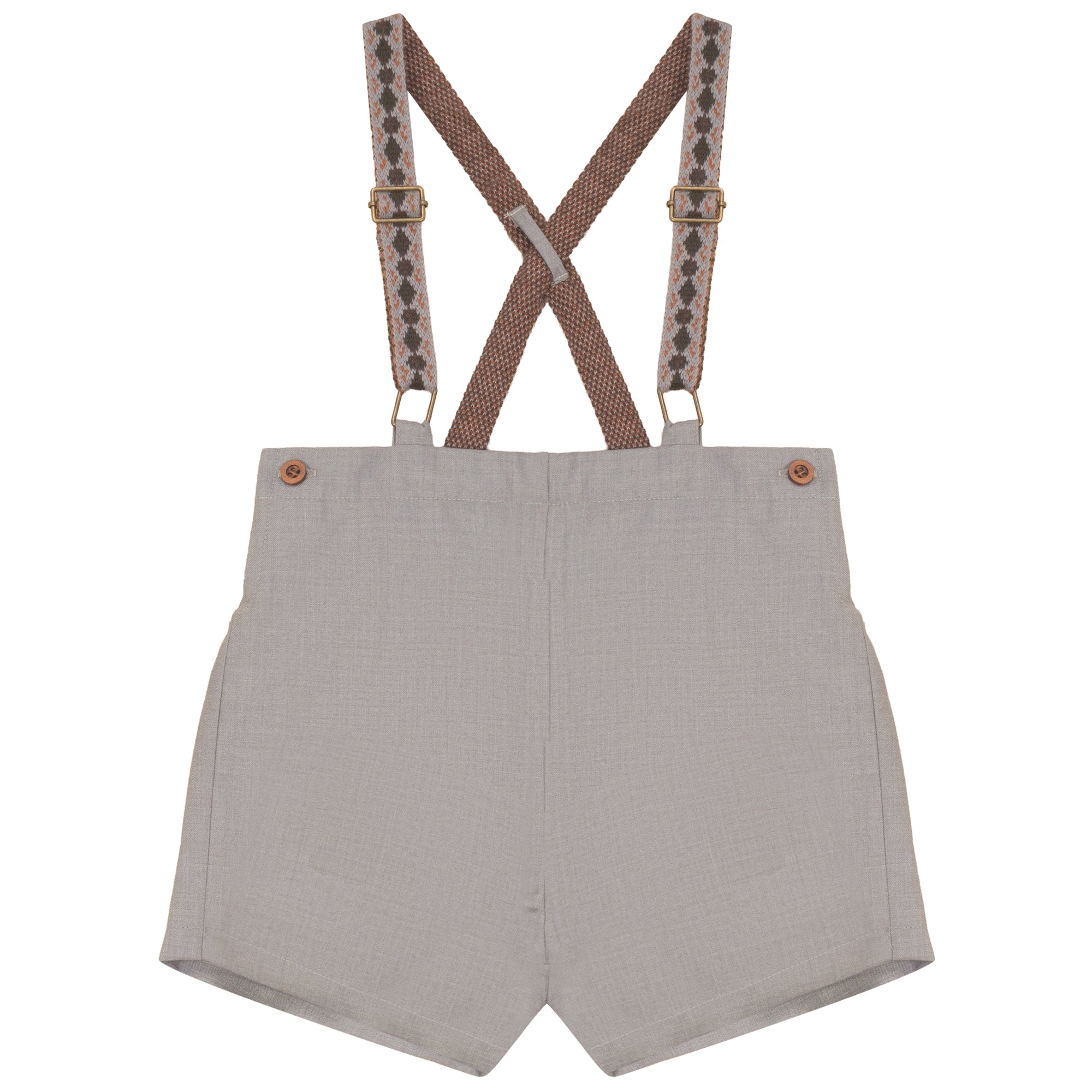 Calla Lili Taupe Boys Suspender Shirt Set