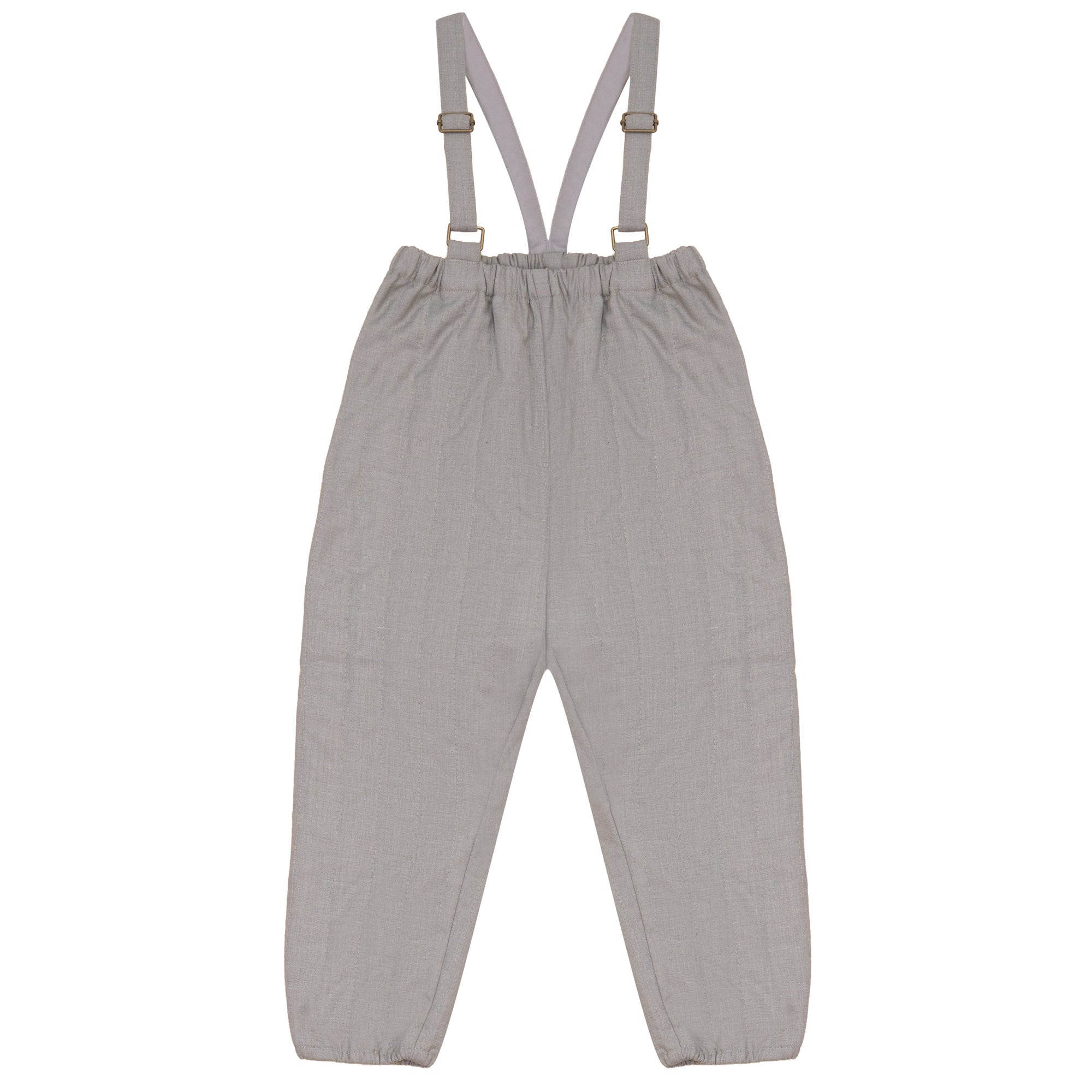 Calla Lili Taupe Baby Boy Overall With Knit Suspender