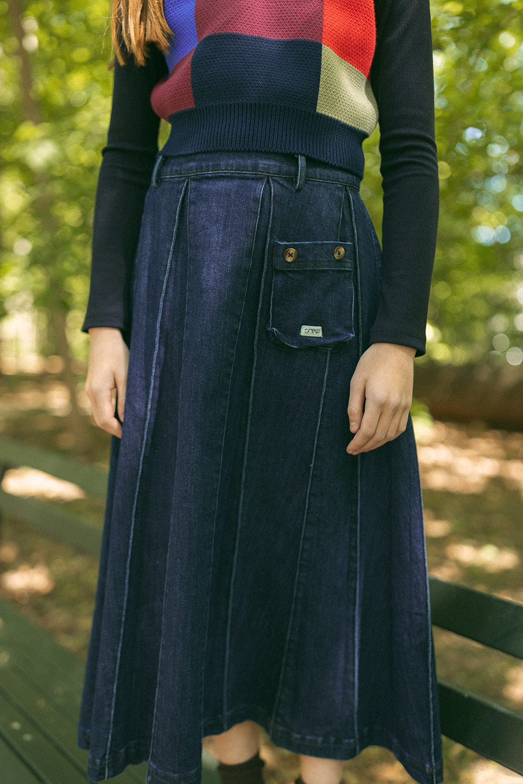 Crew Kids Denim Sofi Pleated Maxi Skirt
