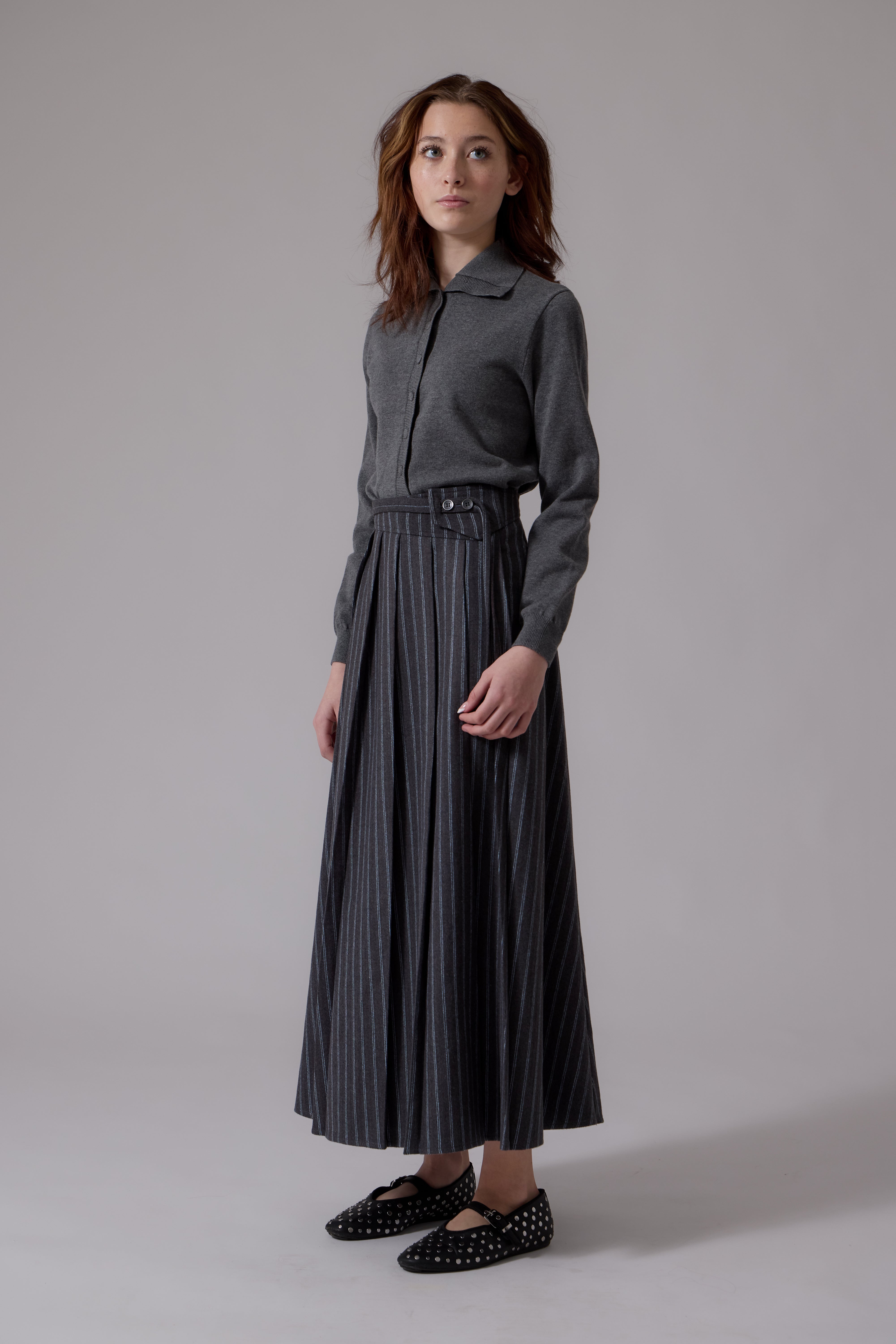 Soir Grey Lyla Midi Skirt
