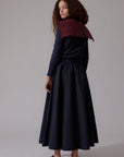 Soir Navy Mila Midi Skirt
