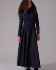 Soir Navy Mila Midi Skirt