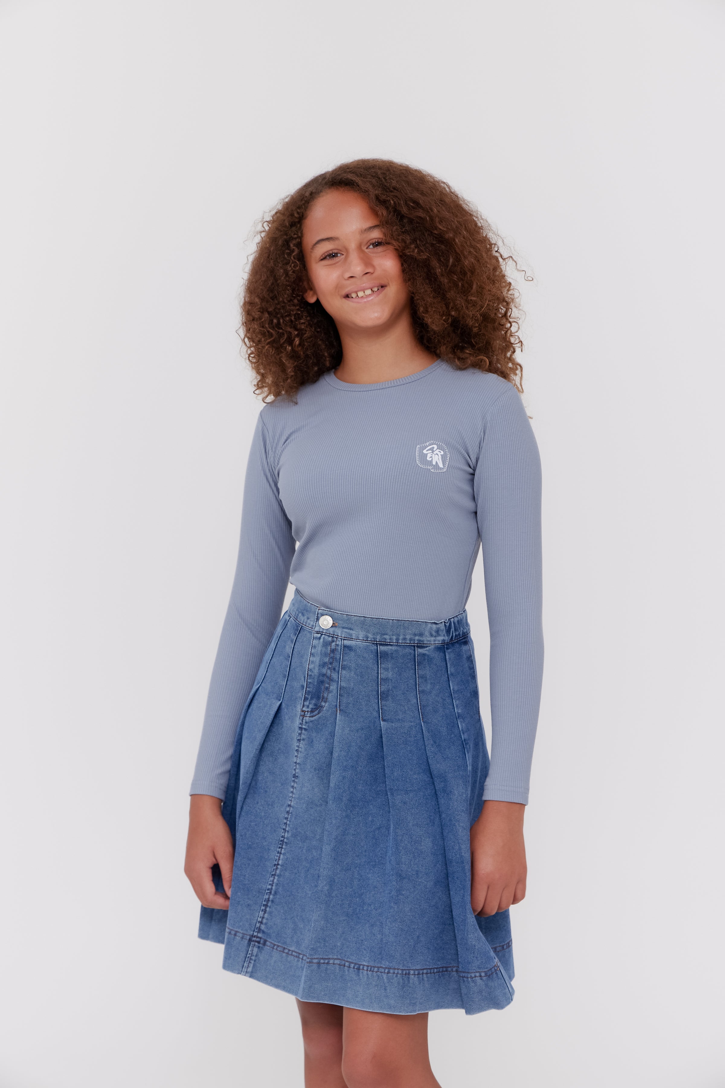 Crew Kids Light Blue Wide Pleated Skirt