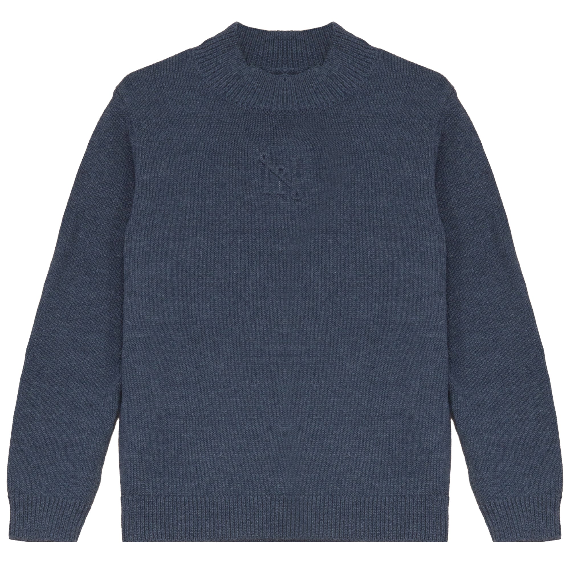 Calla Lili Blue Embossed MockNeck Sweater