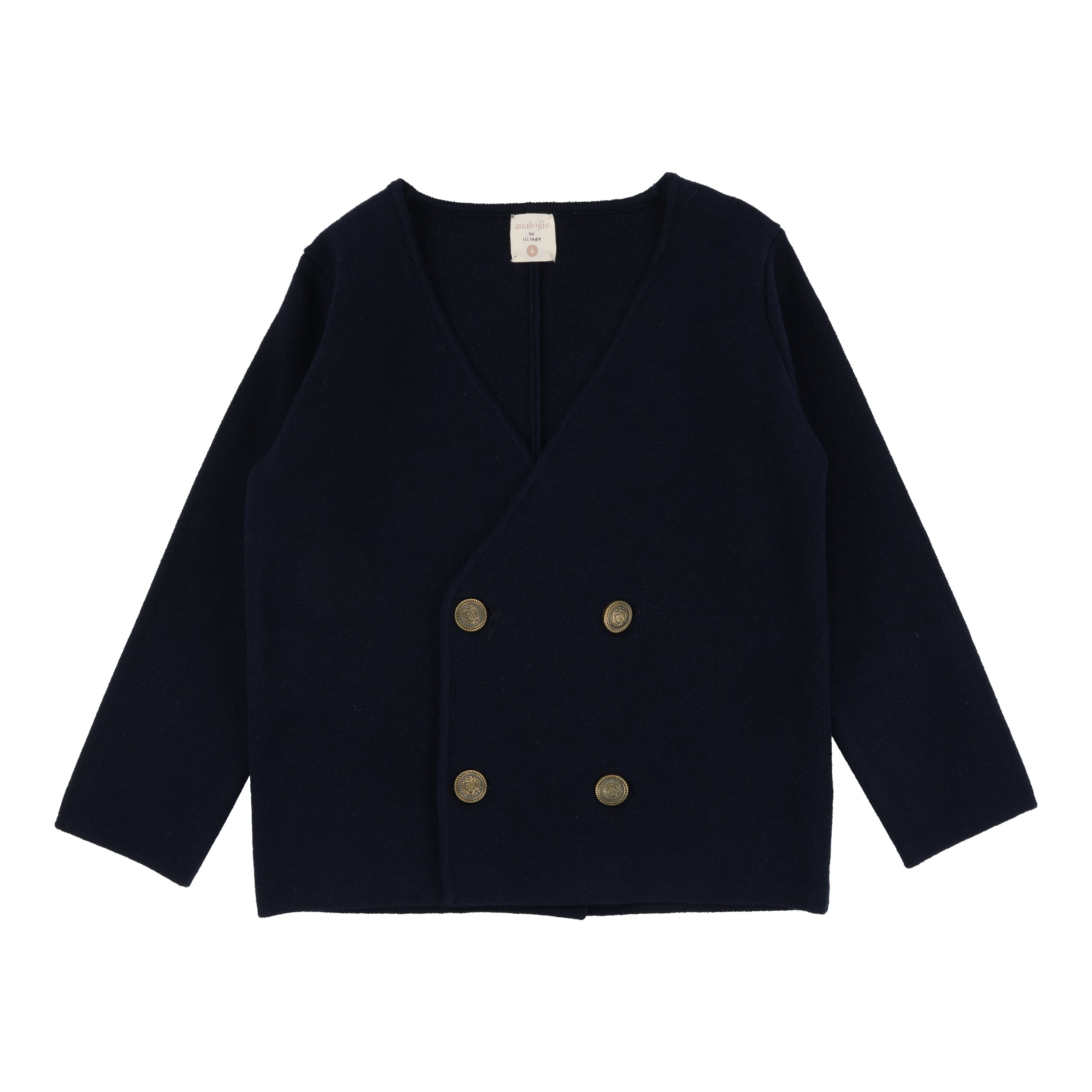 Lil Legs Navy Double Breasted Knit Blazer