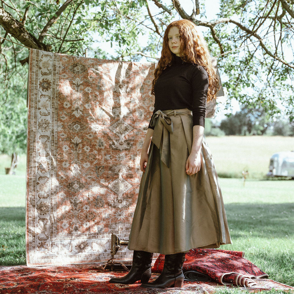 Gem Coper Bow Detail Taffeta Skirt