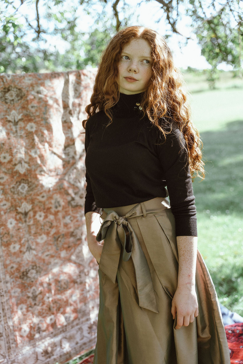 Gem Coper Bow Detail Taffeta Skirt