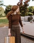 Degree Brown Plaid Pleated Skirt
