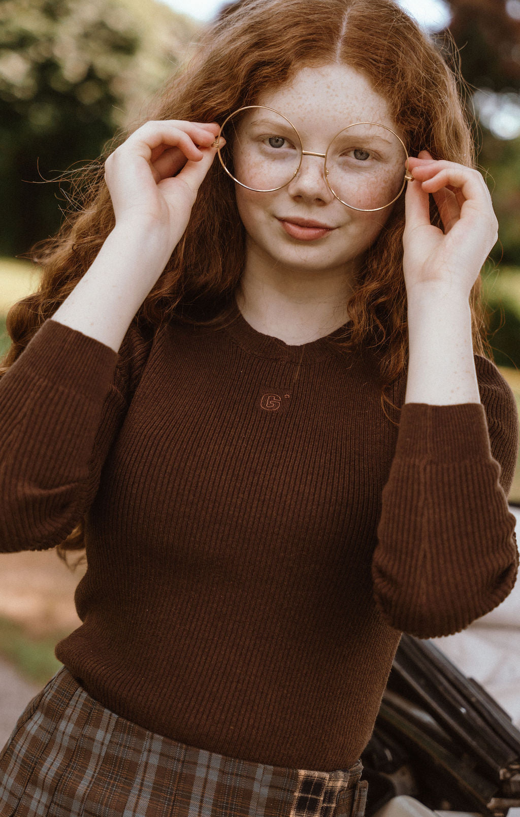 Degree Brown Ribbed Henley Top