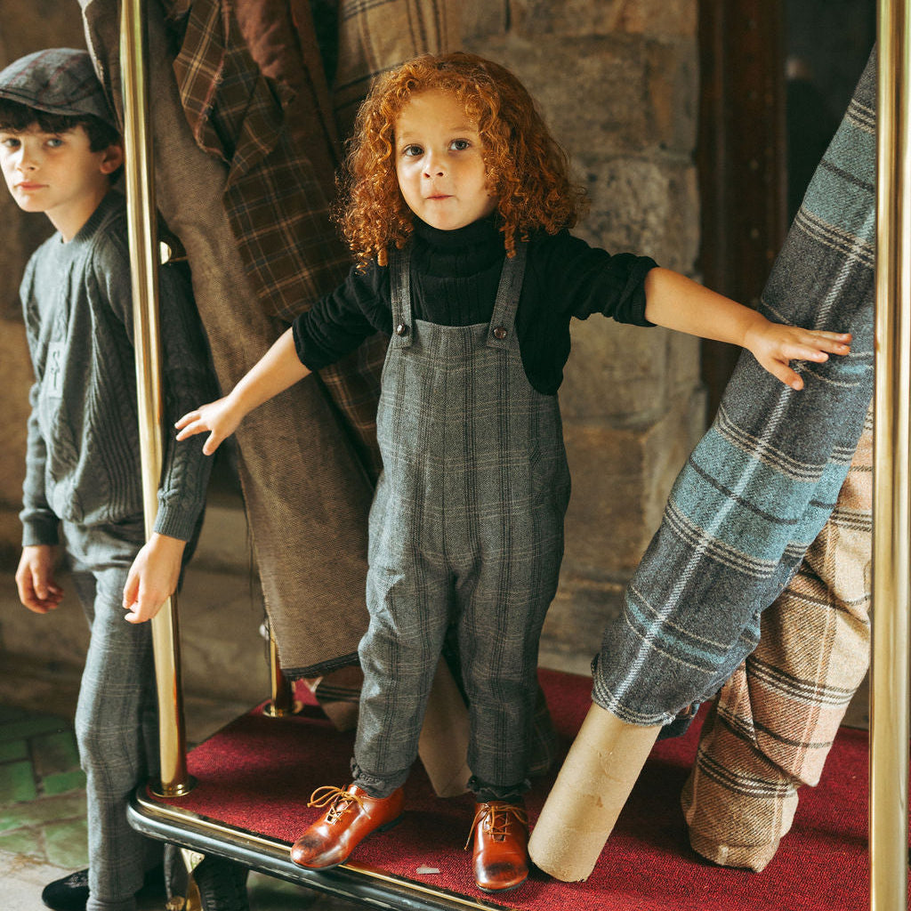 Sweet Threads Charcoal Plaid Romper