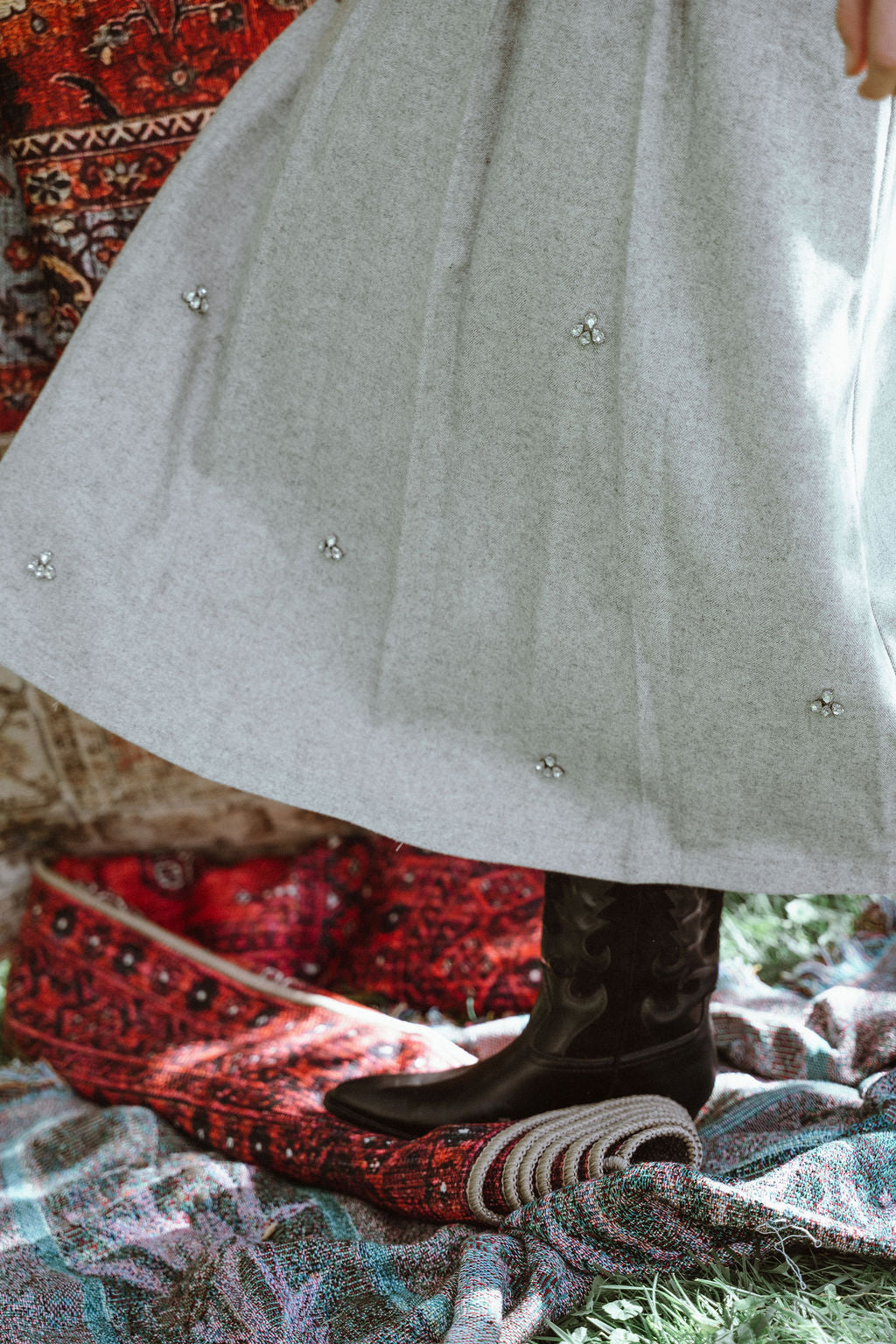 Gem Grey Embellished Skirt