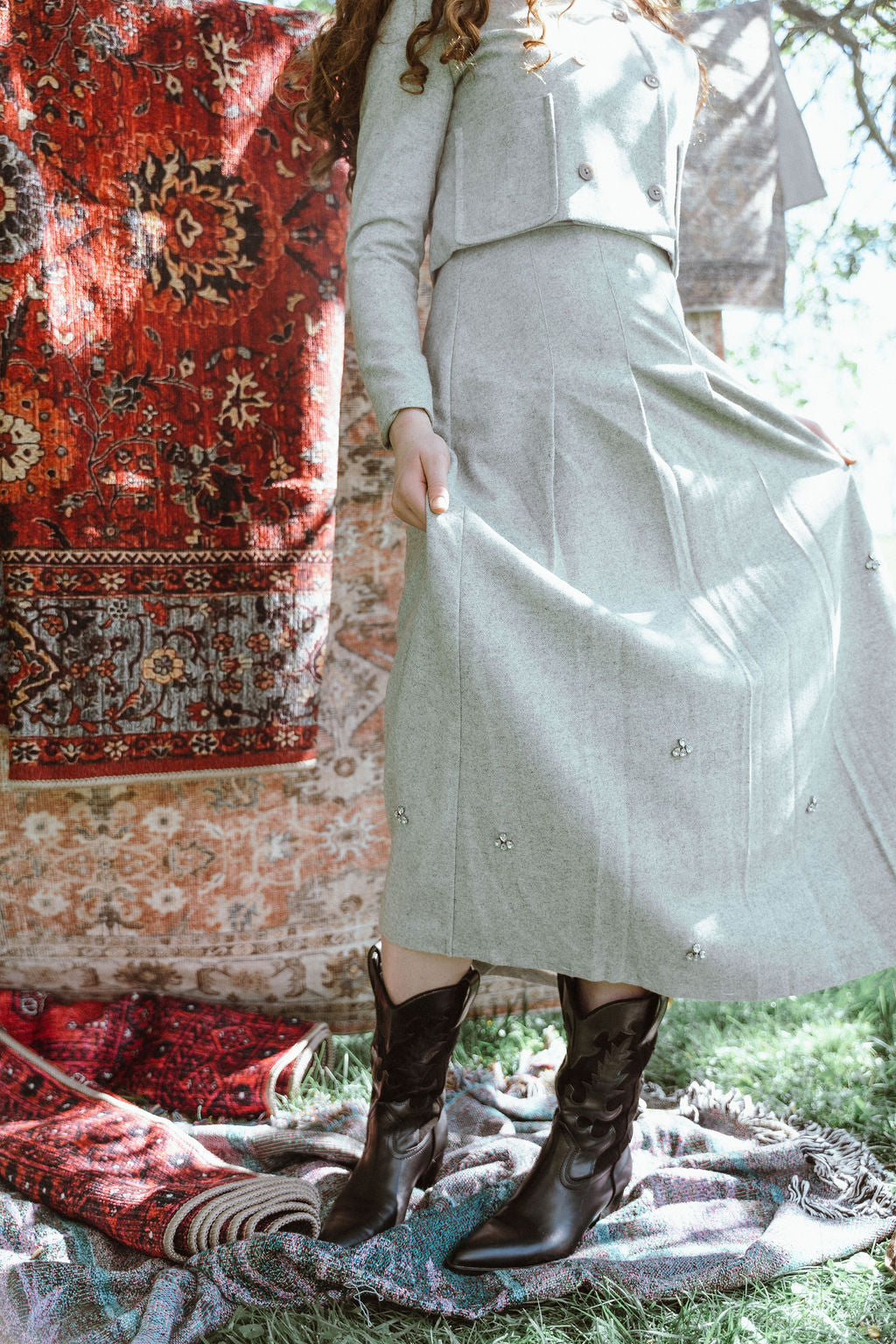 Gem Grey Embellished Skirt