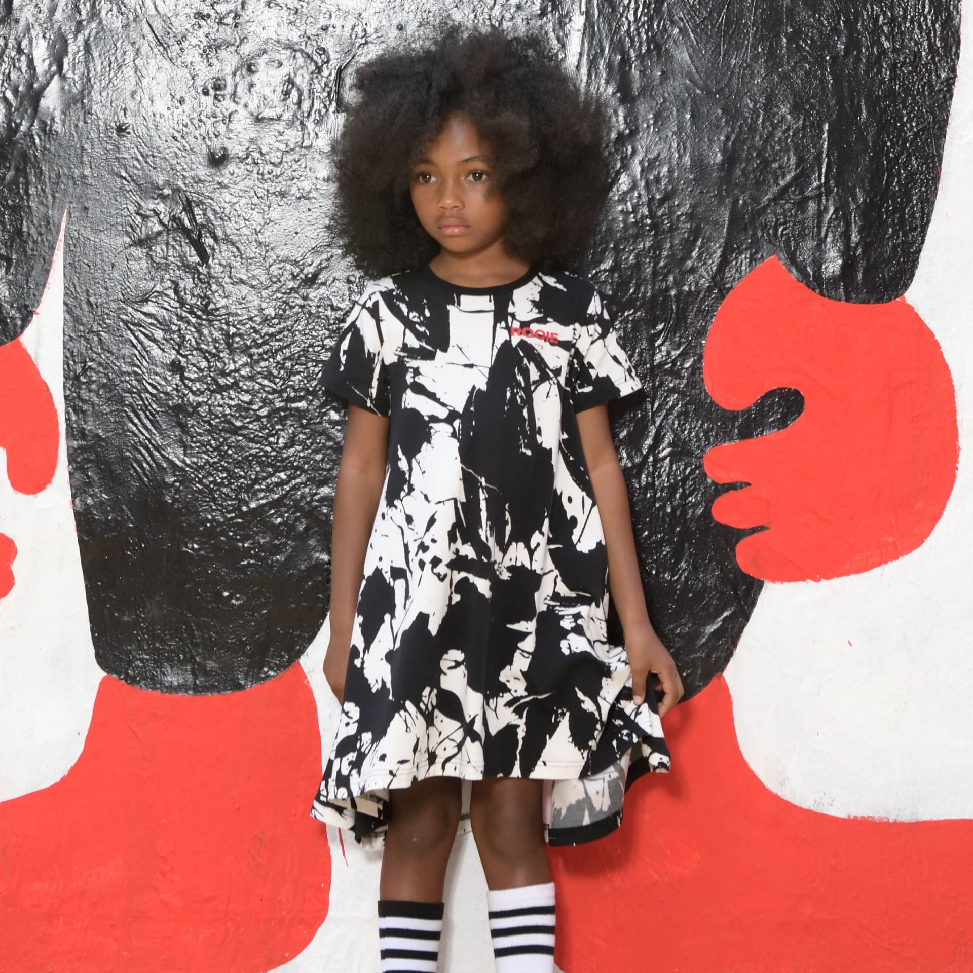 Rooie Art Black/White Mila Dress – flamingobabychild Rooie Art Black/White Mila Dress – flamingobabychild
