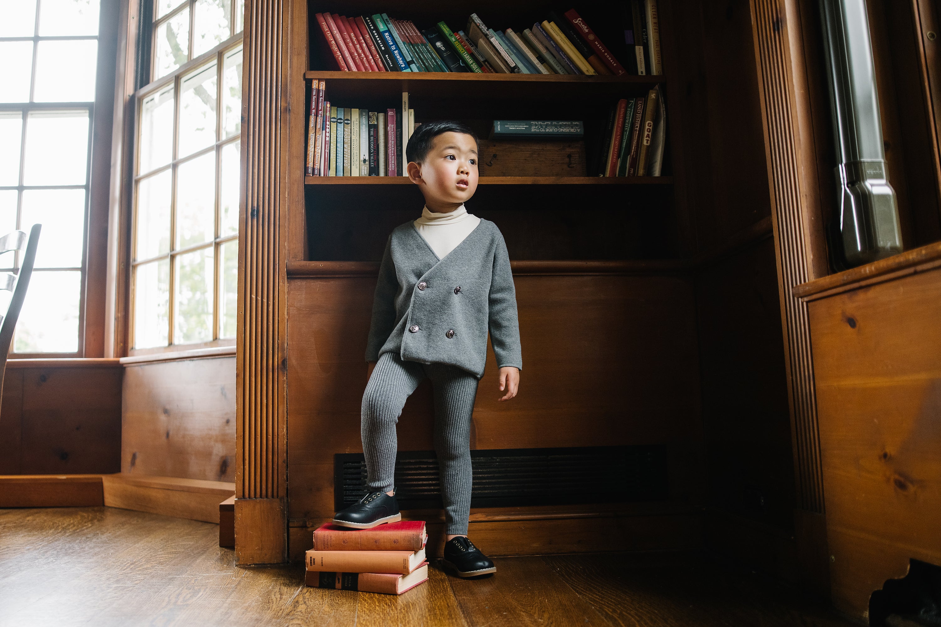 Lil Legs Mid Grey Double Breasted Knit Blazer