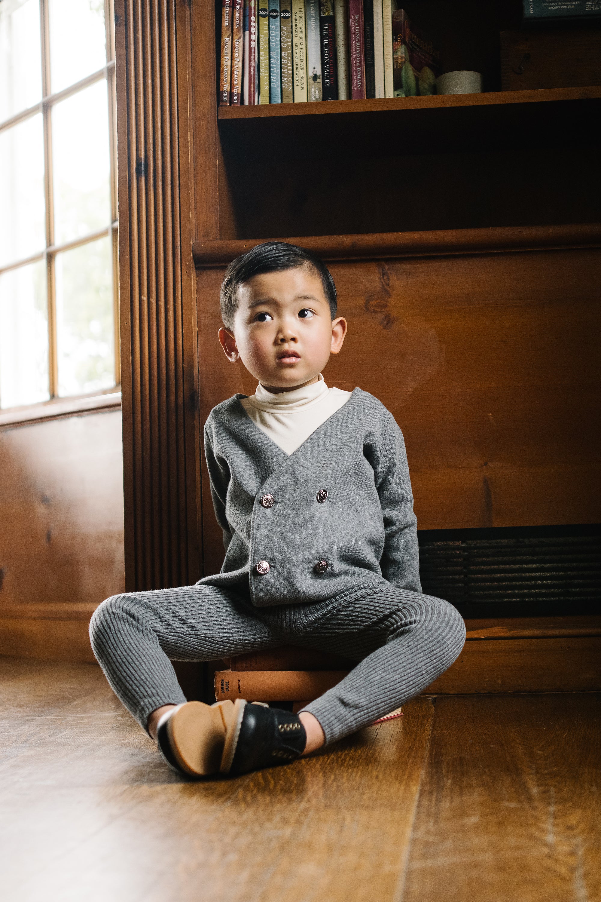Lil Legs Mid Grey Double Breasted Knit Blazer