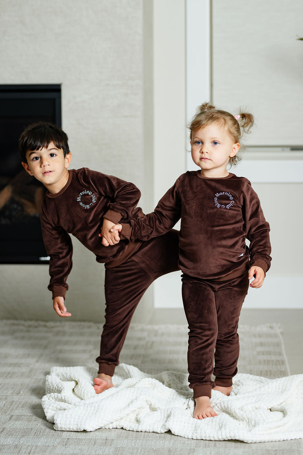 Pouf Brown And Blue Pajamas