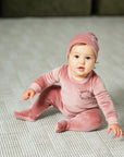 Pouf Brown Pink Velour Footie
