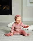 Pouf Brown Pink Velour Footie