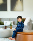 Pouf Navy Velour Grandpa Pajama