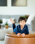 Pouf Navy Velour Grandpa Pajama