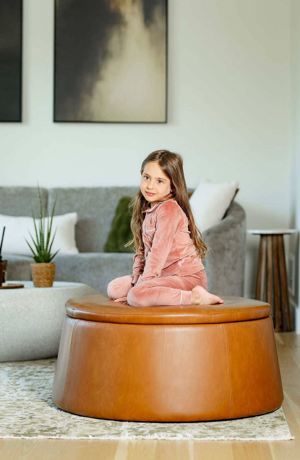 Pouf Pink Velour Grandpa Pajama