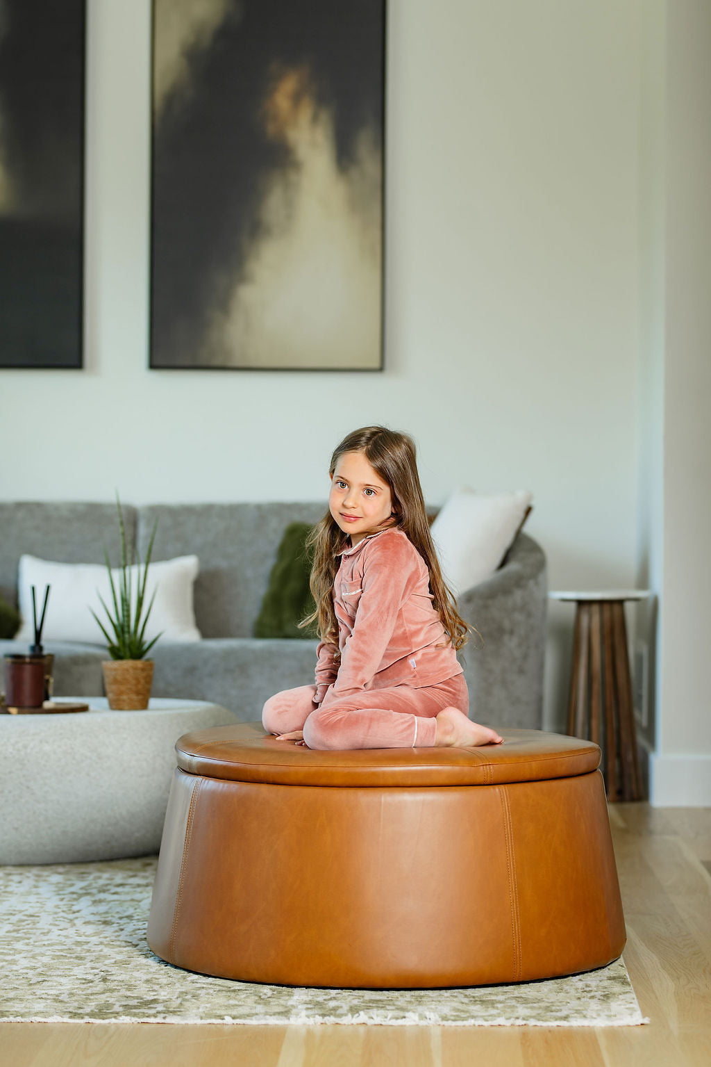 Pouf Pink Velour Grandpa Pajama
