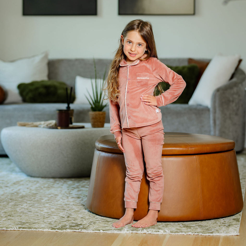 Pouf Pink Velour Grandpa Pajama